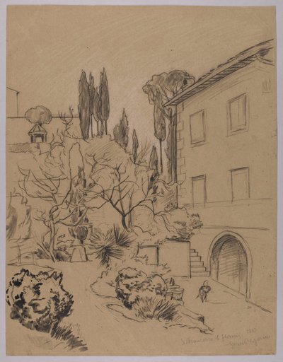 A firenzei Szent Ferenc-kolostor látképe alkotó: Hans Thoma
