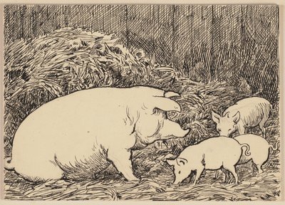 A betűtanulóhoz tartozó rajz: Malac alkotó: Hans Thoma