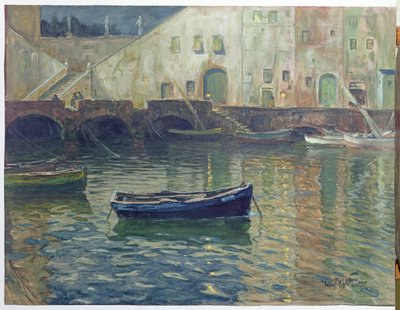 Harbor in Moonlight, 1900 körül (wc papíron) alkotó: Hans Volcker