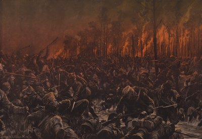 Éjszakai támadás a brit állások ellen az Yseren (színes litó) alkotó: Hans W. (after) Schmidt