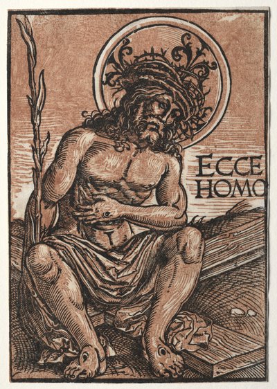 Fájdalmak embere a kereszten ülve, c. 1522. alkotó: Hans Weiditz