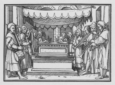 Dávid énekes és zenés bandát nevez ki az Úr dicséretére, 1. Krónikák XVI, 4. alkotó: Hans after Holbein the Younger