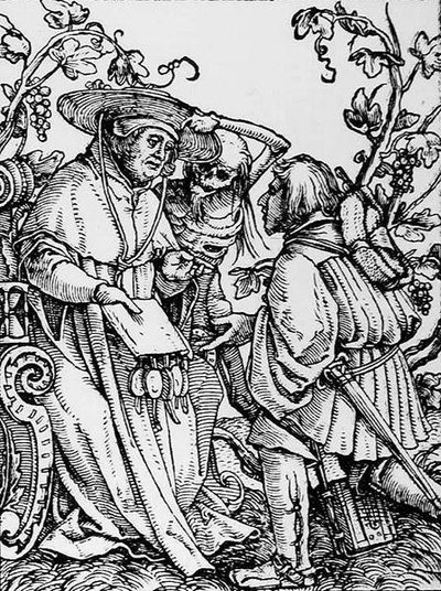 Halál és a bíboros, a Haláltánc című művéből, Hans Lutzelburger metszete, 1538 körül alkotó: Hans after Holbein the Younger
