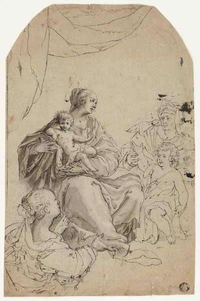 Madonna a gyermekkel, Szent Erzsébettel, Szent Jánossal és Szent Annával alkotó: Hans von Aachen