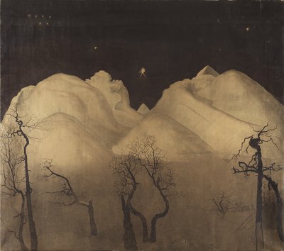 Téli éjszaka a hegyekben. tanulmány, 1902-2 alkotó: Harald Oscar Sohlberg