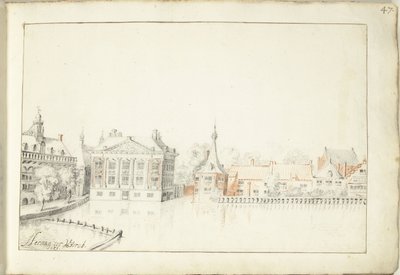 Kilátás az épületekre a Hofvijveren, Hágában alkotó: Harmen ter Borch (signed by artist)