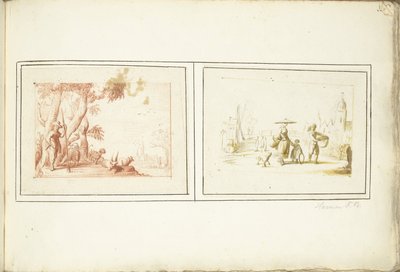 Pásztor szarvasmarháival és utcai jelenettel alkotó: Harmen ter Borch (signed by artist)