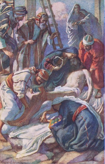 A keresztnél a Harold Copping Pictures: The Crown Series illusztrációja, 1920 körül alkotó: Harold Copping