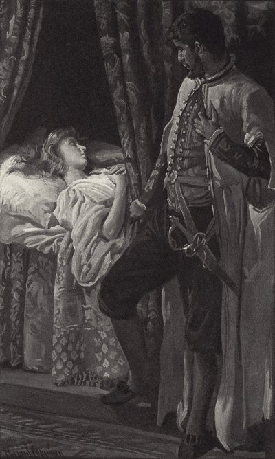 De amikor látta, hogy alszik, azt hitte, nem fogja kiontani a vérét, és nem is hegesíti azt a fehér bőrt? alkotó: Harold Copping