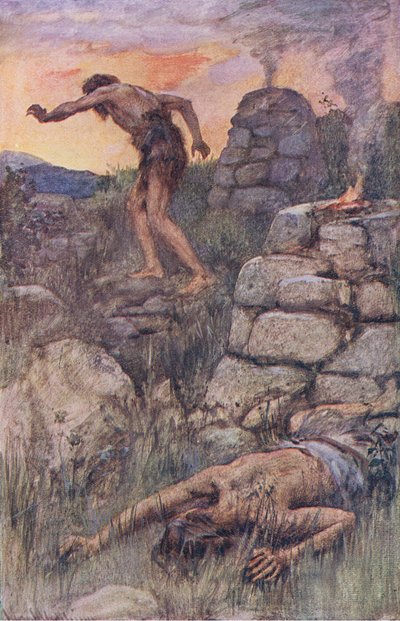 Káin és Ábel, illusztráció a Pictures That Teach The Crown sorozatból, 1920 alkotó: Harold Copping