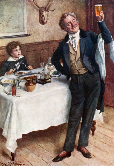 Dávid és a barátságos pincér (színes litó) alkotó: Harold Copping