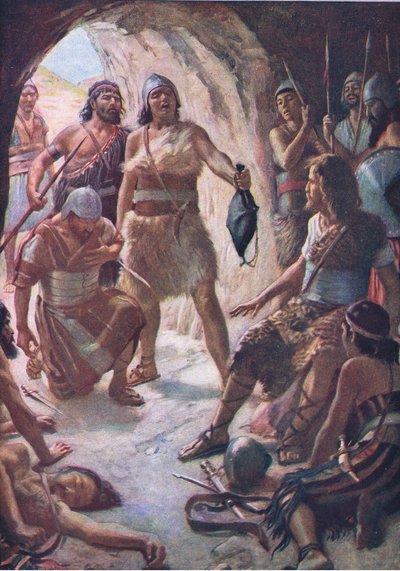 Davids három hatalmas ember, illusztráció a Pictures That Teach The Crown sorozatból, 1920 alkotó: Harold Copping