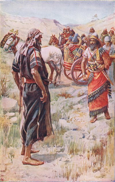 Illés és Ahab, illusztráció a Pictures That Teach The Crown sorozatból, 1920 alkotó: Harold Copping