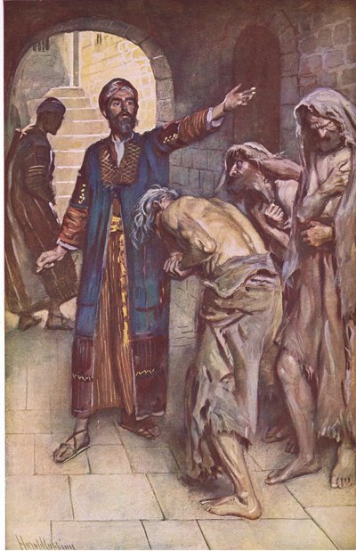 Ézsaiás és a hírnökök, illusztráció a Pictures That Teach The Crown sorozatból, 1920 alkotó: Harold Copping