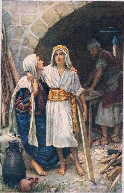 Mária és Jézus, illusztráció a „Women of the Bible” című könyvből, a The Religious Tract Society kiadása alkotó: Harold Copping