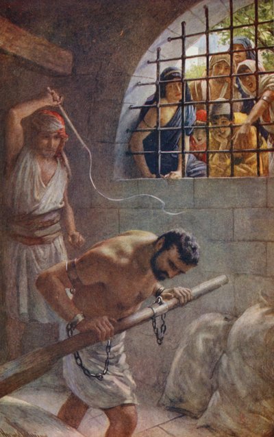 Ószövetség: Sámson (színes litográfia) alkotó: Harold Copping