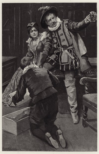 Petruchio újból viharzni kezdett, mondván, hogy a sapkát poringerbe öntötték alkotó: Harold Copping