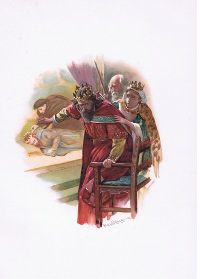 Gertrud királynő, illusztráció a Hamletből alkotó: Harold Copping