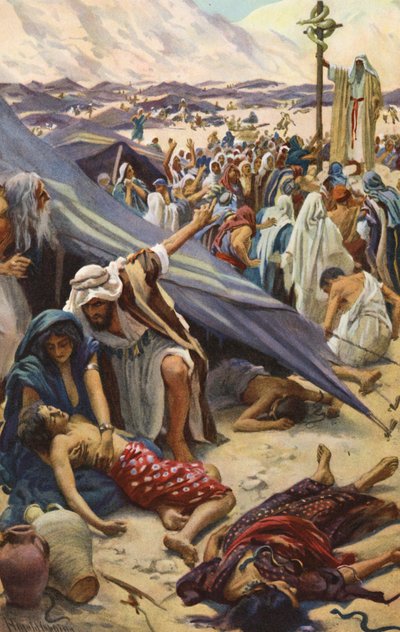 A bronzkígyó (színes litográfia) alkotó: Harold Copping