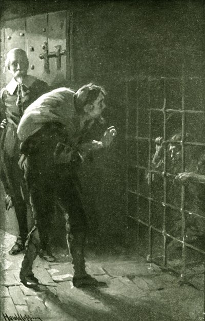 Az ember a vasketrecben (litho) alkotó: Harold Copping