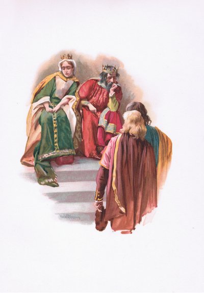 Találkozás Rosencrantzcal és Guildensternnel, illusztráció a Hamletből alkotó: Harold Copping
