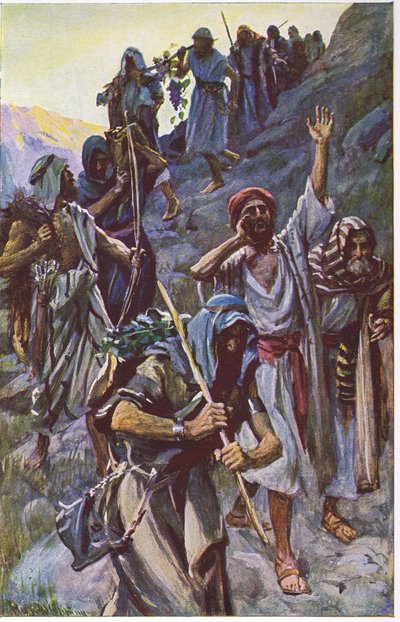 A kémek visszatérése, illusztráció a Pictures That Teach The Crown sorozatból, 1920 alkotó: Harold Copping