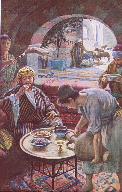 A gazdag ember és Lázár, illusztráció: Harold Copping Pictures: The Crown Series, 1920-as évek alkotó: Harold Copping