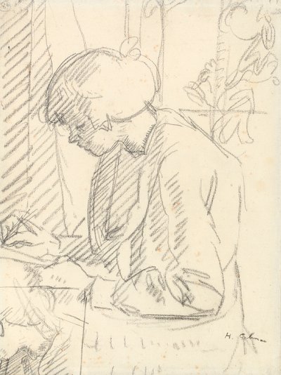 Egy lány ír (fekete kréta papíron) alkotó: Harold Gilman