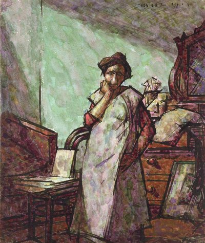 Interior Mrs. Mounterrel egy Overallban, 1918. december 1 alkotó: Harold Gilman