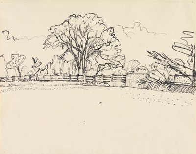 Táj kerítéssel alkotó: Harold Gilman