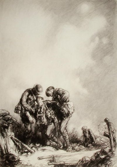 Hordágytartók (ceruza papíron) alkotó: Harold James Mowat