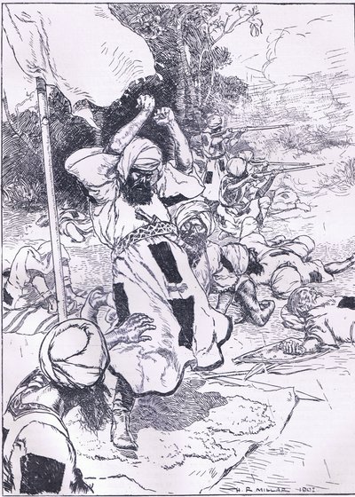 A Khalifa halála, illusztráció: Cassells History of England, 1900-as évek alkotó: Harold Robert Millar