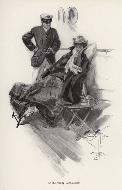 Kapitány a hajó fedélzetén egy lábadozó nővel beszélget (litho) alkotó: Harrison Fisher