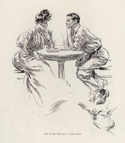 Pár iszik egy tenisz meccs után (színes litho) alkotó: Harrison Fisher