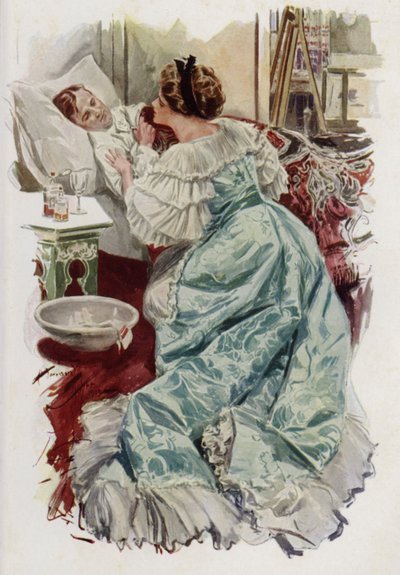 Illusztráció Mary Roberts Rinehart When a Man Marries című könyvéhez (színes litográfia) alkotó: Harrison Fisher
