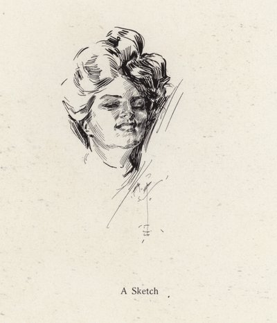 Egy nő portréja tollvázlattal (litho) alkotó: Harrison Fisher