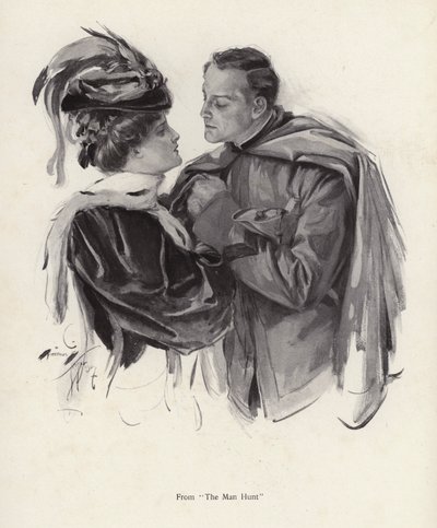 Jelenet a The Man Hunt című filmből (litho) alkotó: Harrison Fisher