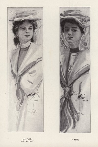 Jane Cable karakter a Jane Cable című regényből, George Barr McCutcheon (litho) alkotó: Harrison Fisher