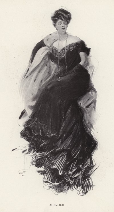 Nő estélyiben a bálon (litho) alkotó: Harrison Fisher