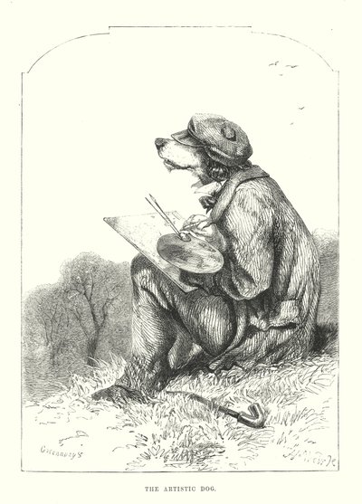 Vicces kutyák: A művészi kutya (metszet) alkotó: Harrison William Weir