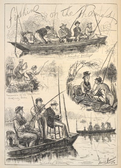 „Fishing on the Thames”, „Illustrated Sporting and Dramatic News” címlapja, 1876. október 28. (litho) alkotó: Harry (after) Furniss