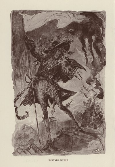 Illusztráció Charles Dickens Barnaby Rudge című könyvéhez (litográfia) alkotó: Harry (after) Furniss