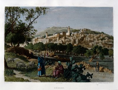 Hebron, amelyet Alfred Krausse metszett Harry Fenn képe után, megjelent a Festői Palesztinában, 1875 körül alkotó: Harry ) Fenn