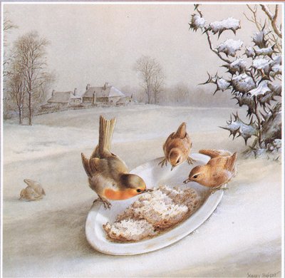Robins and Wrens: Téli reggeli, Képeslap alkotó: Harry Bright