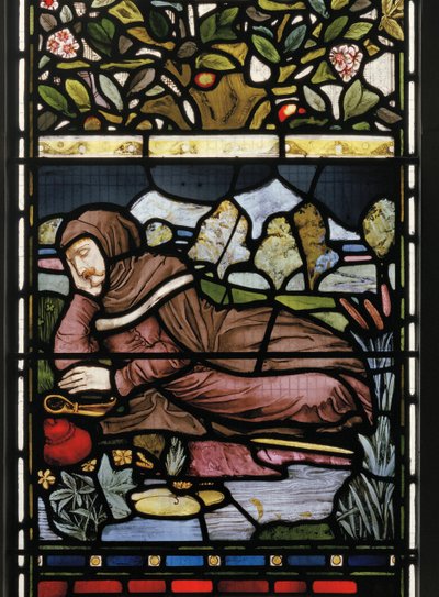 A költő Langland alszik, Piers Ploughman, 1873 (ólomüveg) alkotó: Harry Burrow