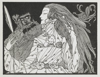 Illusztráció a Hamupipőke című történethez. Egy nő nézi a tükörképét egy kézi tükörben alkotó: Harry Clarke
