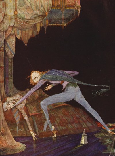 Edgar Allan Poe: Egyszer, csak egyszer sikoltott (színes litográfia) alkotó: Harry Clarke