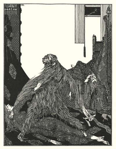 Edgar Allan Poe: Gyilkosságok a Rue Morgue-ban (litográfia) alkotó: Harry Clarke