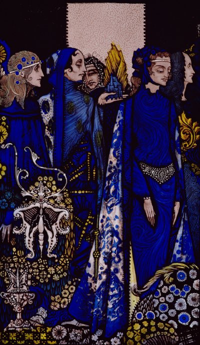 Etain, Helen, Maeve és Fand, Golden Deirdre gyengéd keze Illusztrációja: Harry Clarke a „Queens”-ből, J. M. Synge pub. 1909 alkotó: Harry Clarke