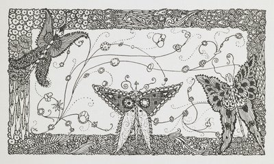 Illusztráció a Riquet a tincses történethez. Pillangó dizájn. alkotó: Harry Clarke